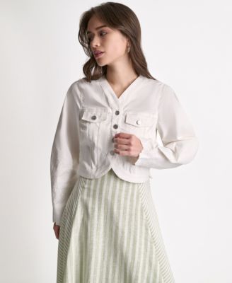 Женский укороченный жакет BCBG V-Neck Tulip Hem