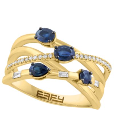 Кольцо EFFY Collection Sapphire & Diamond в 14k Yellow Gold