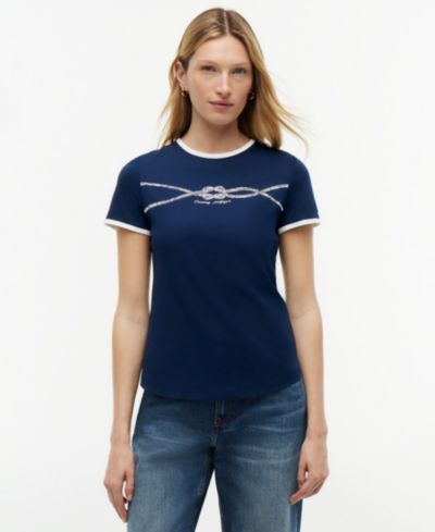 Женская хлопковая футболка Tommy Hilfiger Crewneck Ringer Trim
