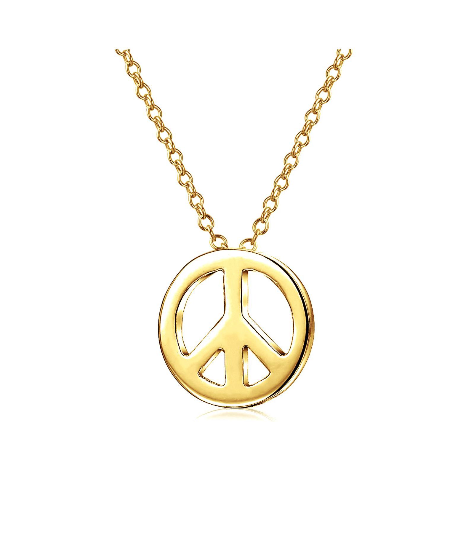 Bling Jewelry Tiny World Peace Sign Pendant Necklace Gold Plated .925 Sterling Silver
