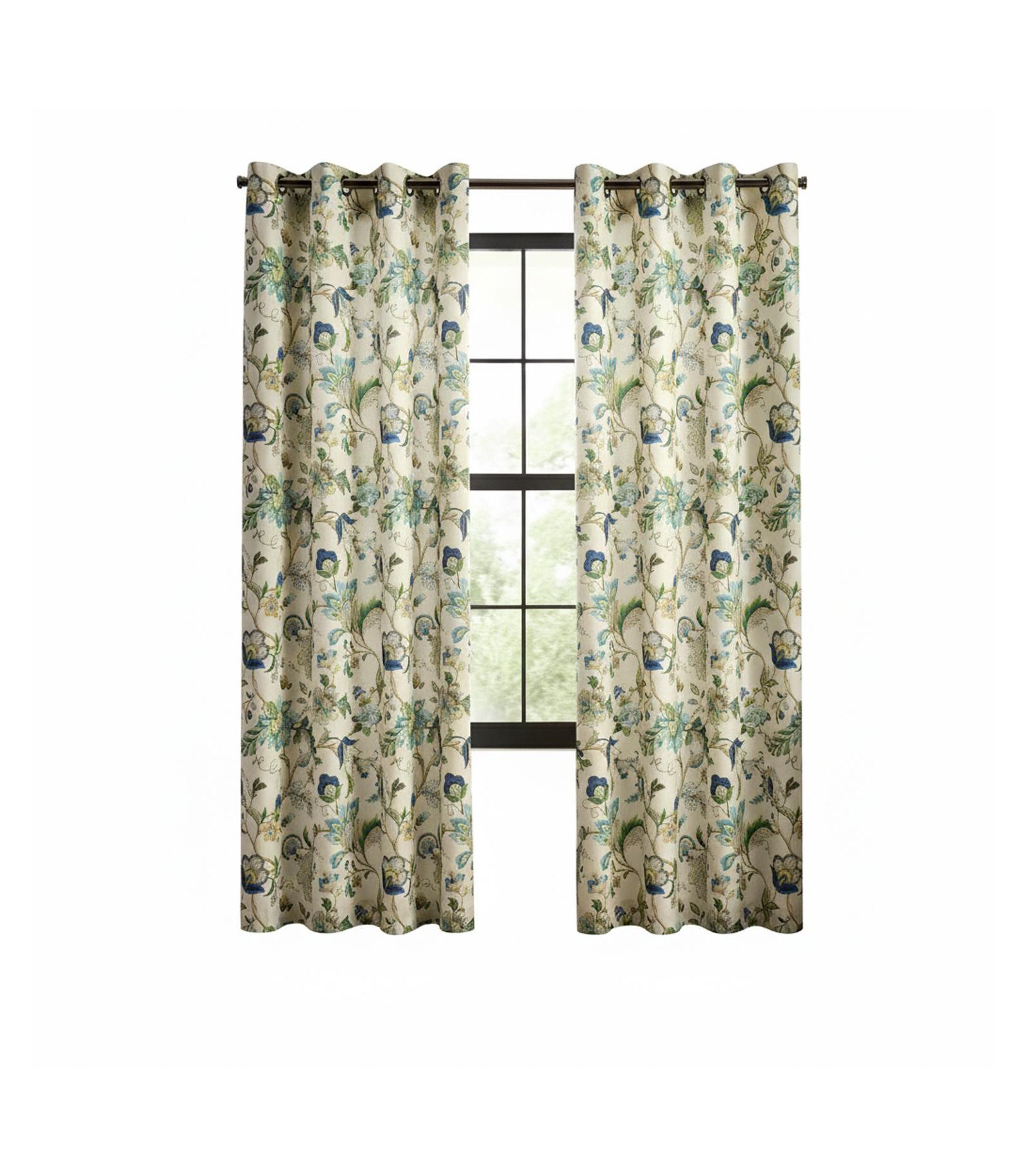 Ellis Curtain 100% Polyester Brissac Colrful Jacobean Pattern Grommet Curtain Panel Lined 50"