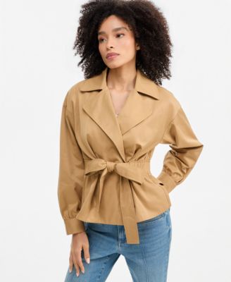 I.N.C. International Concepts Women's Belted Khaki Trench Double-Breasted Jacket, Macy's Exclusive