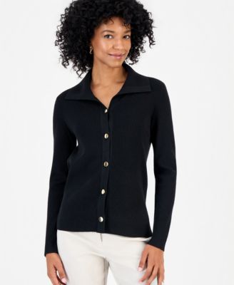 JM Collection кардиган из рибаны с пуговицами и воротником, petite, эксклюзив Macy's