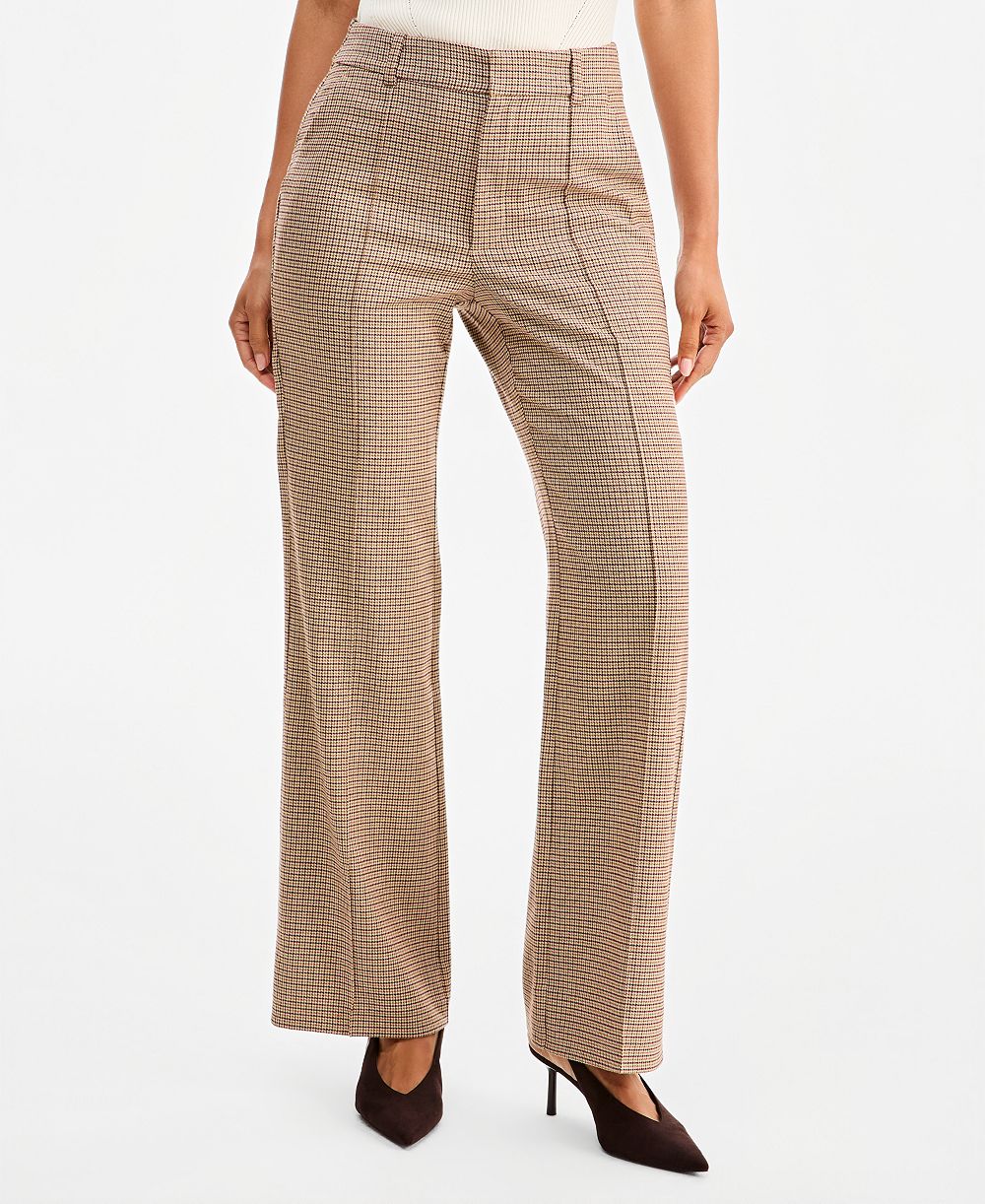 I.N.C. International Concepts Women's High-Rise Bootcut Houndstooth Pants, Macy's Exclusive