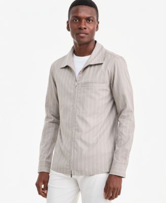Мужская рубашка Alfani Zip Front Striped Long-Sleeve