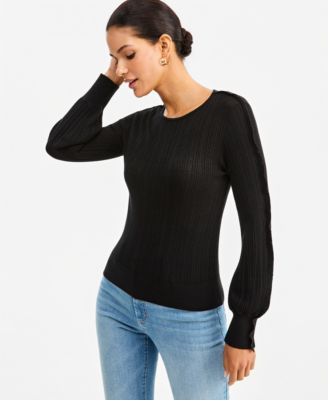 Женский трикотажный свитер I.N.C. International Concepts Ruffle-Trim Rib-Knit