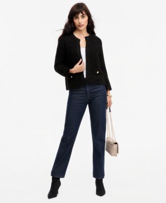 I.N.C. Women's Eyelash 3/4-Sleeve Cardigan, Macy's Exclusive