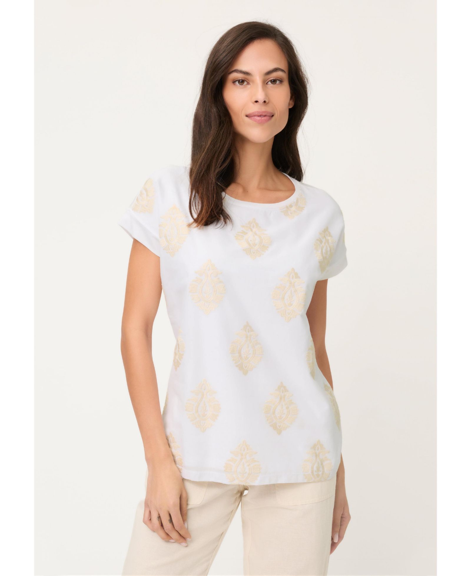 Olsen Women's Ornamental Embroidered T-Shirt
