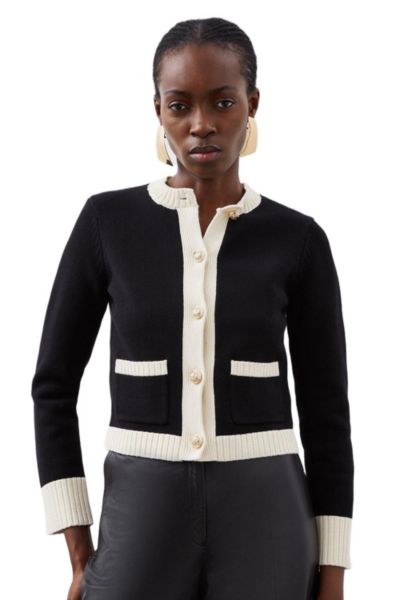 Karen Millen Women's Cotton Cropped Knit Boxy Cardigan