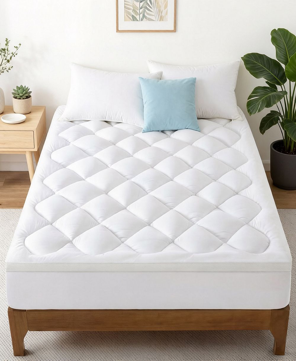 UNIKOME Waterproof Diamond-Quilted Ultra Plush Mattress Pad, Queen