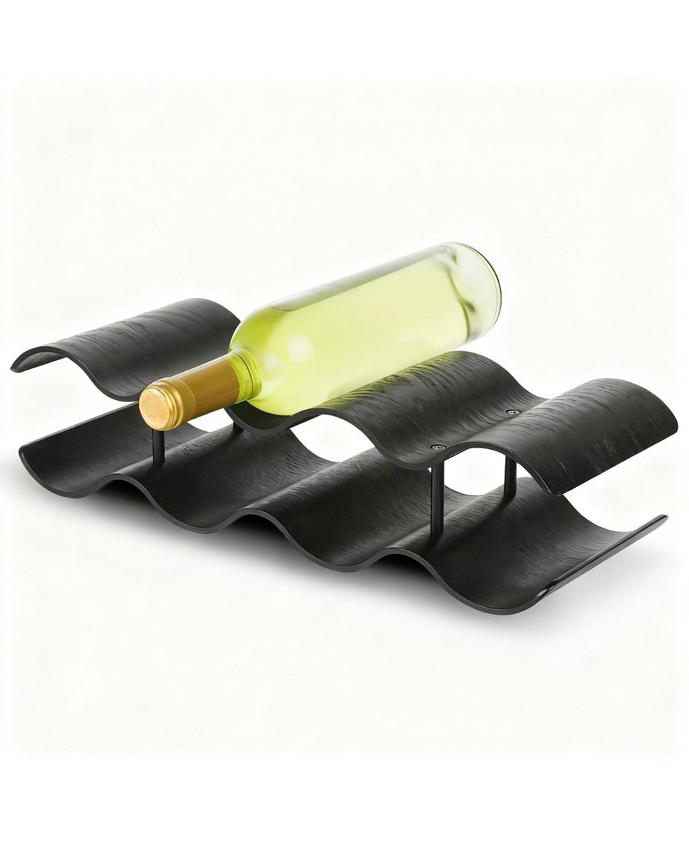 YIGII Countertop Wine shelf Wooden Storage Wavy Organizer Kitchen Cabinet Pantry Bar
