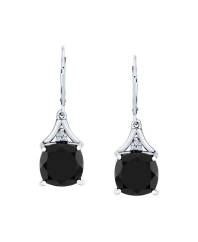 Macy's Onyx (8 ct. t.w.) and Diamond Accent Drop Earrings in Sterling Silver