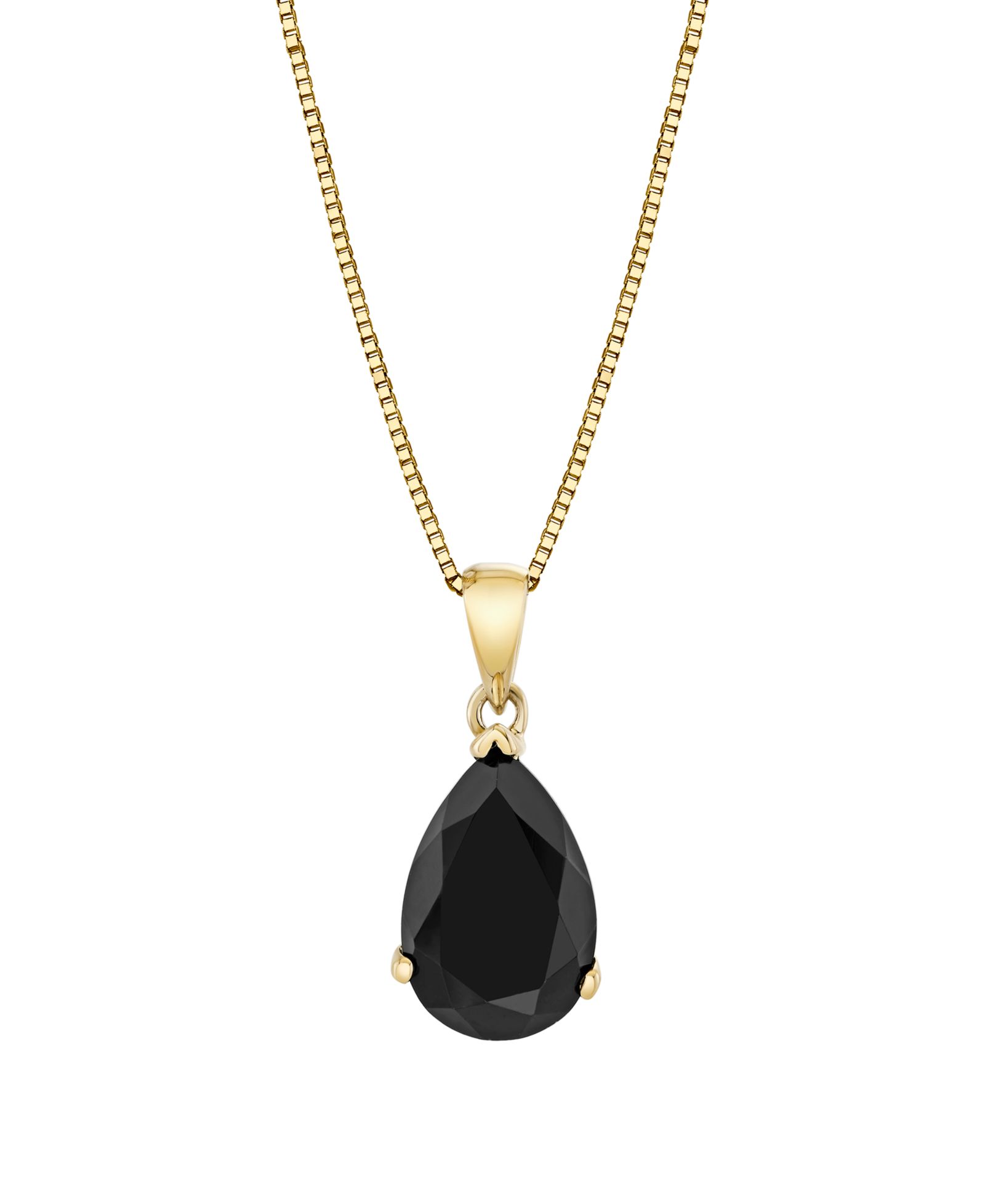 Macy's Onyx Pear Pendant Necklace (2-3/4 ct. t.w.) in 14k Yellow Gold
