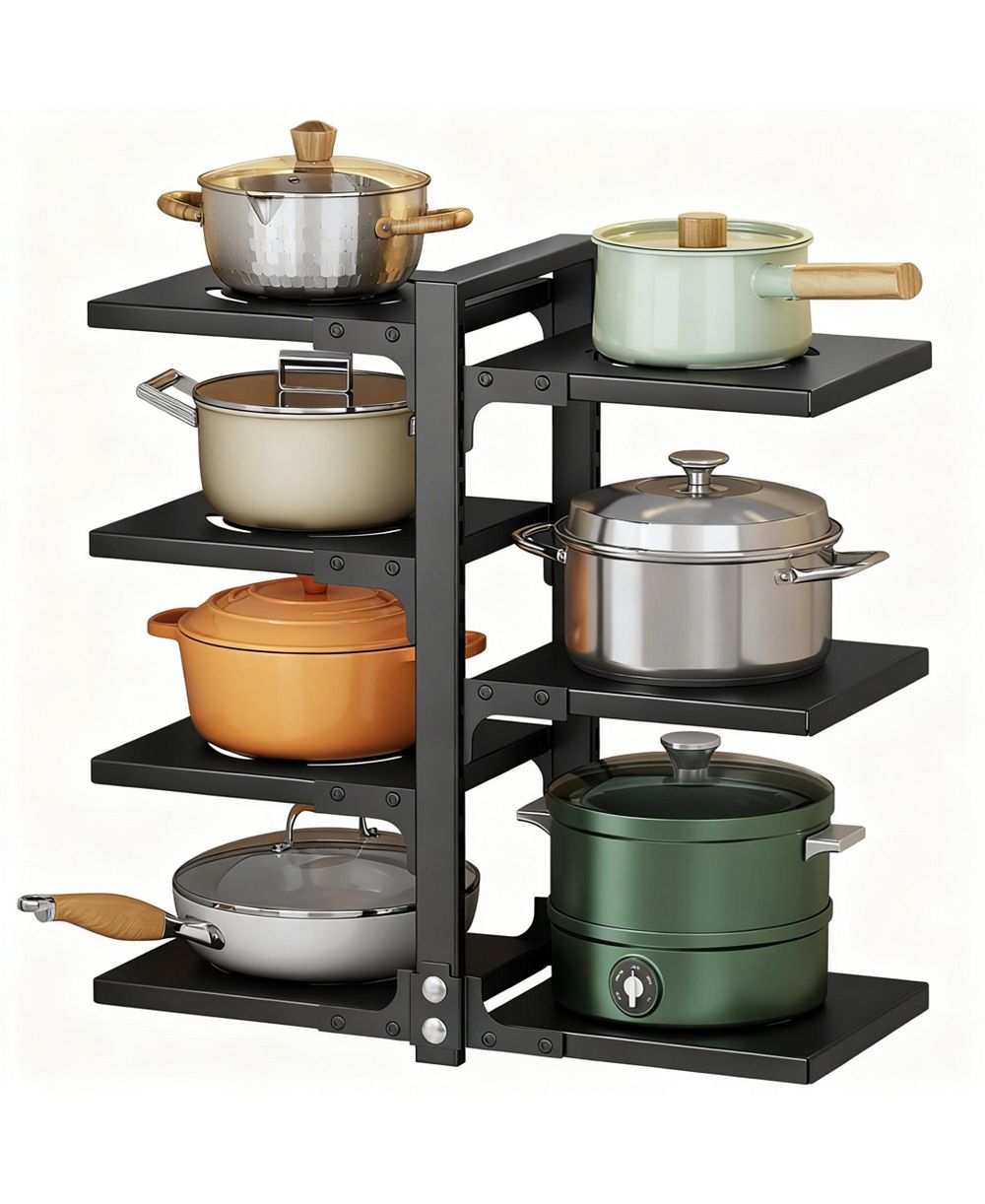Органайзер для кастрюль и сковородок YIGII Pots Pans Organizer Cabinet 5 Adjustable Tiers Carbon Steel