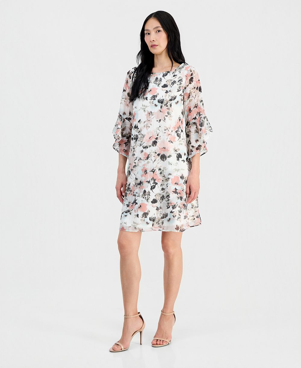 Женское платье Kasper Boat-Neck Flutter-Sleeve Swing
