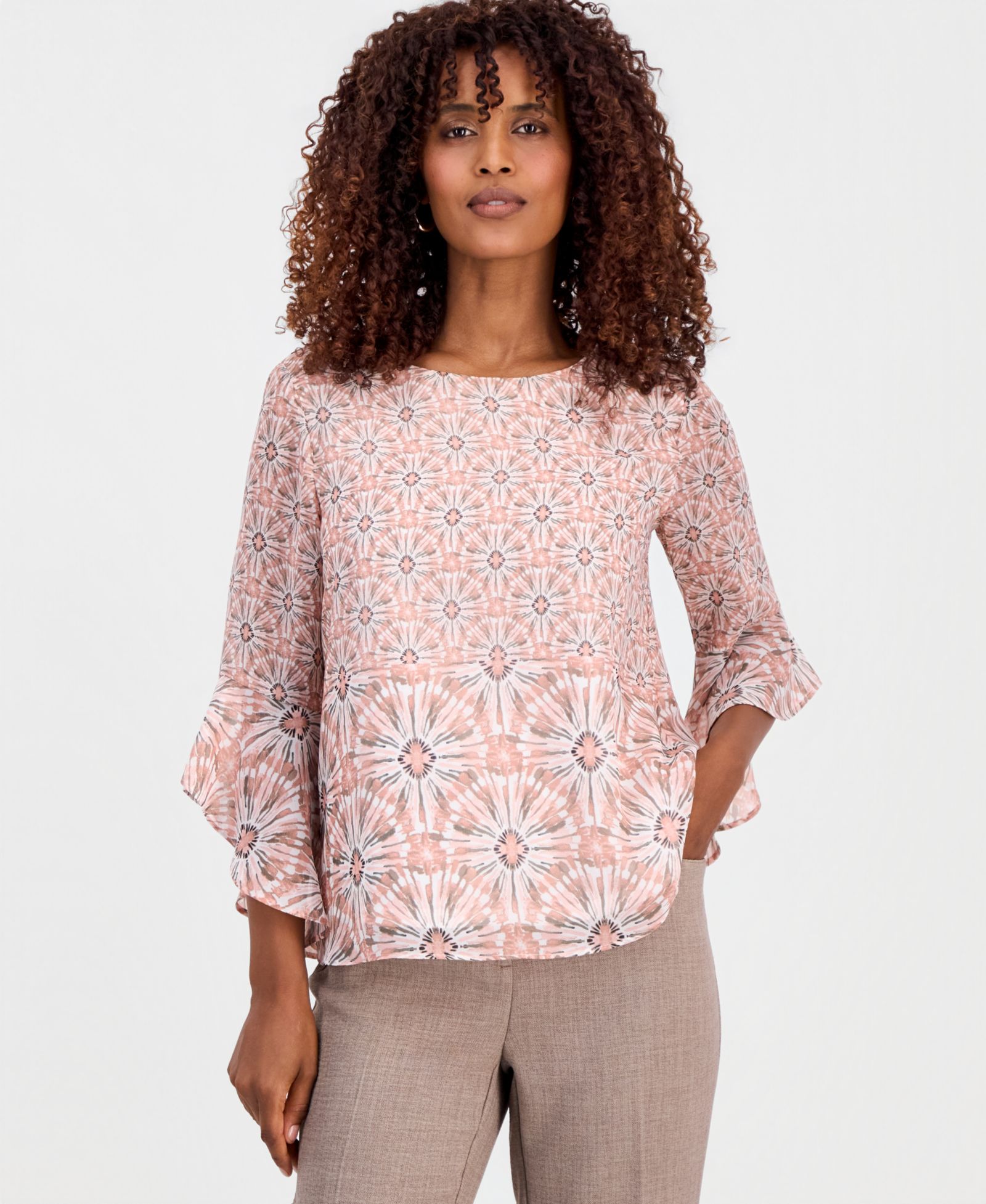 Kasper Women's Printed 3/4-Sleeve Top