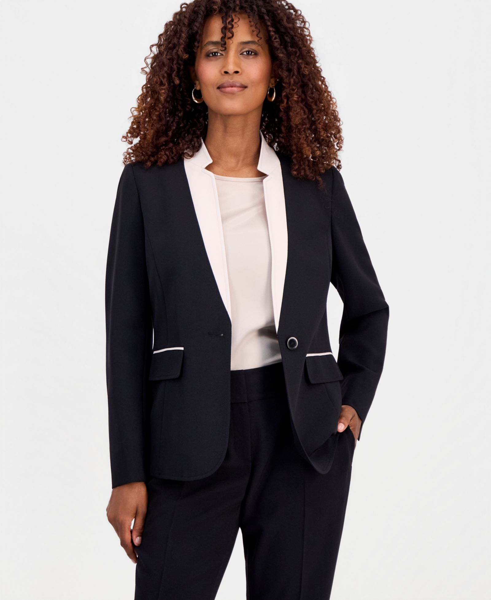 Kasper Women's One-Button Inverted-Collar Blazer