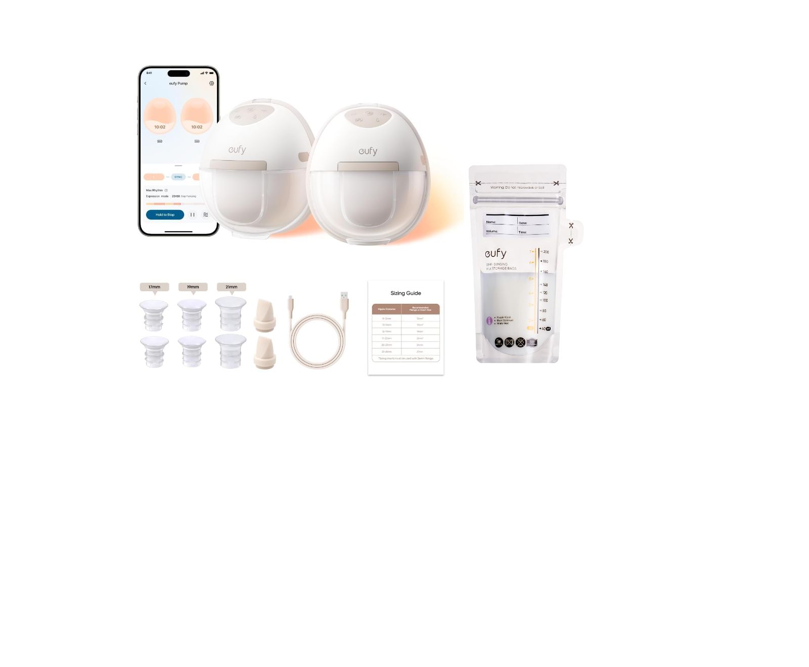 eufy Security Wearable Breast Pump E20 with Milk Storage Bag (120 Pieces)