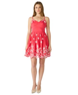 Steve Madden Juniors' Floral-Print Cutout Sweetheart-Neck Dress