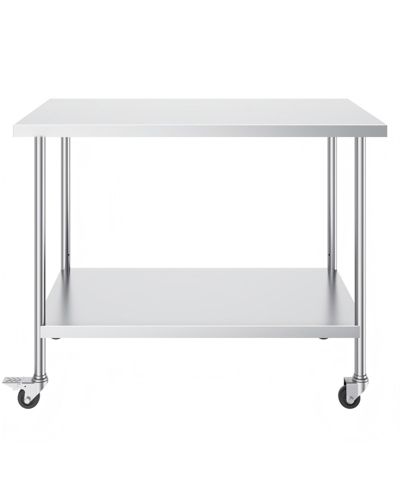 GOUUN Stainless Steel Rolling Work Table 30 x 48 x 38 in with 4 Casters