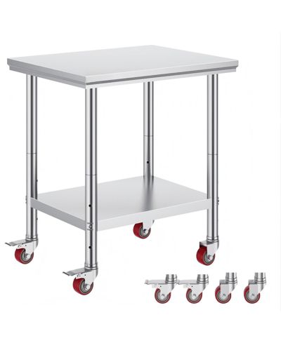 GOUUN Stainless Steel Rolling Work Table with 4 Casters.