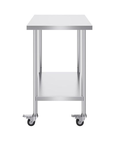 GOUUN Stainless Steel Rolling Work Table 24 x 36 x 38 in with 4 Casters