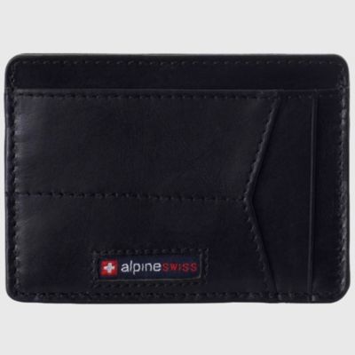 Alpine Swiss Men's Men RFID Safe Minimalist Front Pocket Wallet Leather Thin Card Case