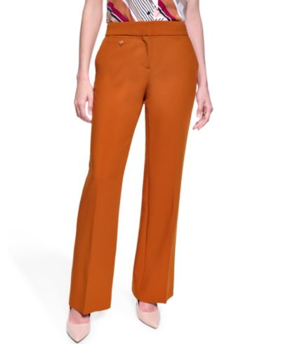 KARL LAGERFELD PARIS Women's Full Length Mid-Rise Flare Pants
