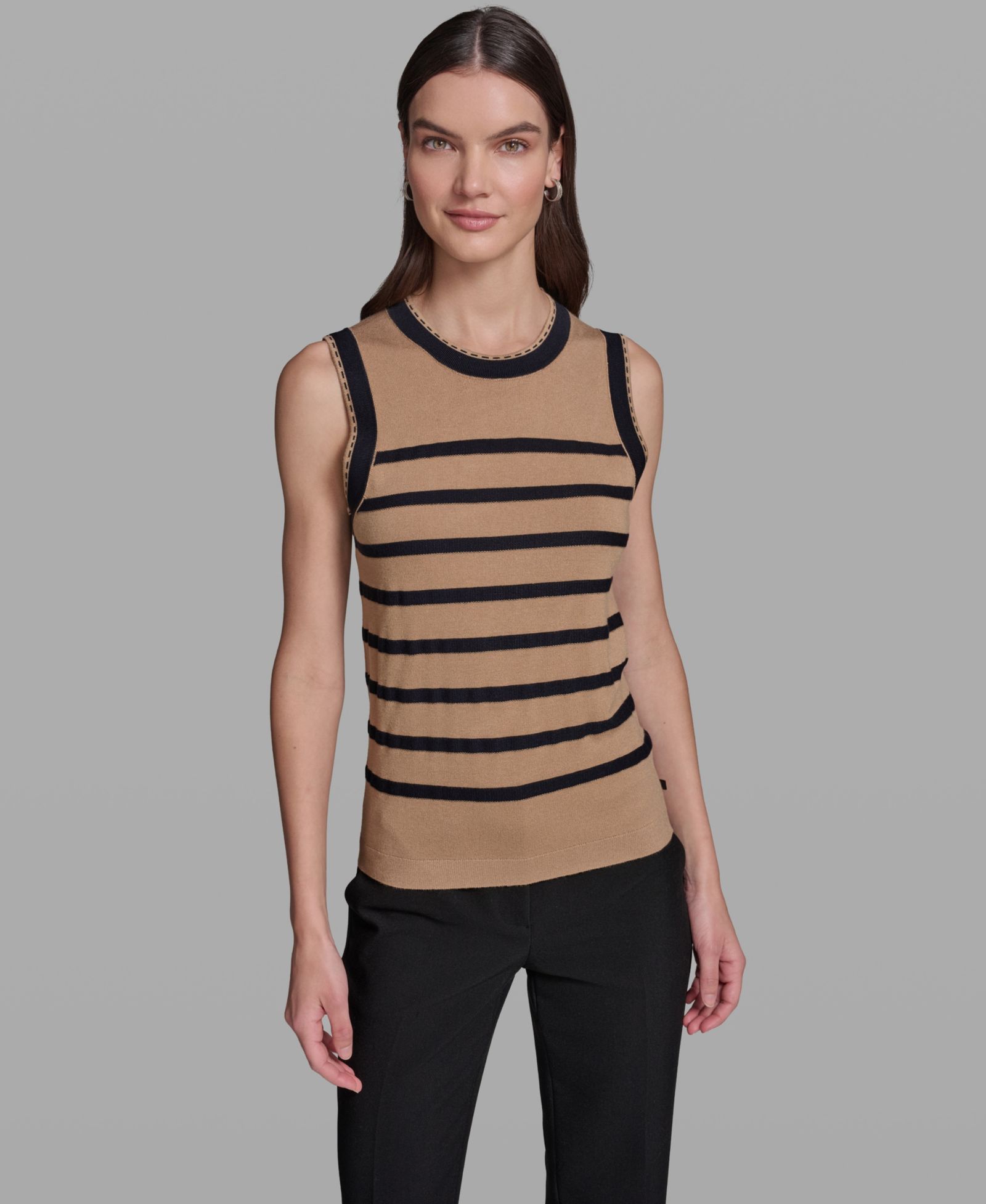 KARL LAGERFELD PARIS Women's Sleeveless Stripe Sweater