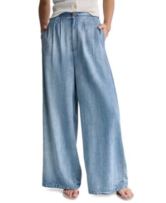 BCBG Women's High-Rise Wide-Leg Denim Pants
