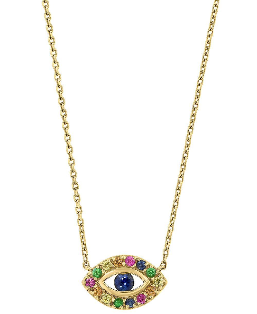 Подвеска EFFY Collection с мульти-сапфиром (7/15 ct. t.w.) и цаворитом (1/20 ct. t.w.) в 14k Yellow Gold