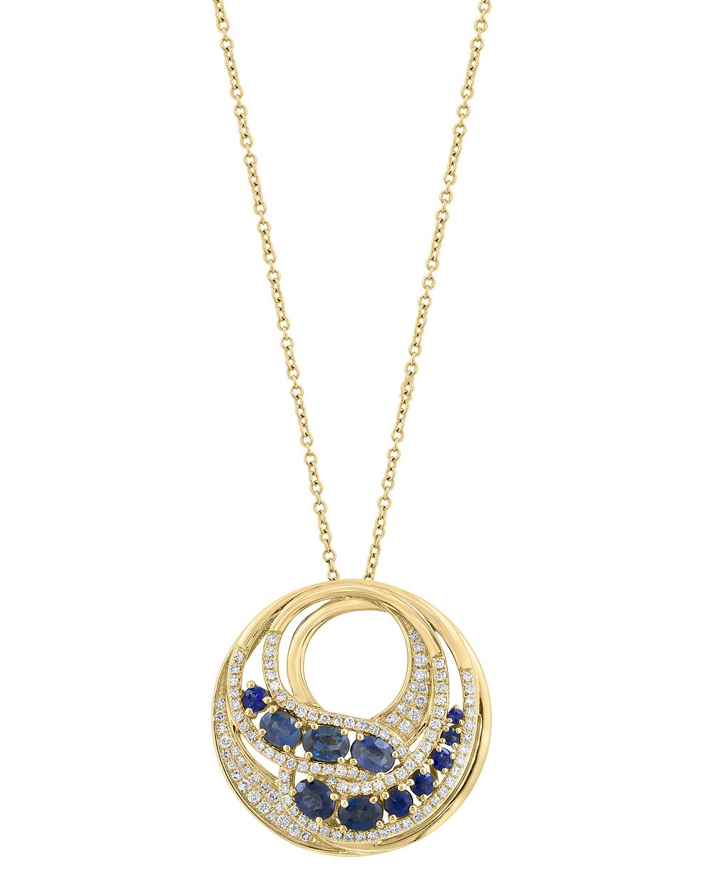 EFFY Collection Sapphire (1-1/3 ct. t.w.) & Diamond (3/8 ct. t.w.) Pendant Necklace in 14k Yellow Gold