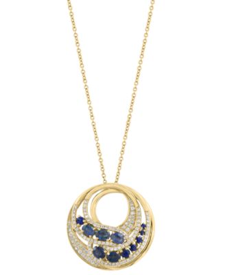 EFFY Collection Sapphire (1-1/3 ct. t.w.) & Diamond (3/8 ct. t.w.) Pendant Necklace in 14k Yellow Gold