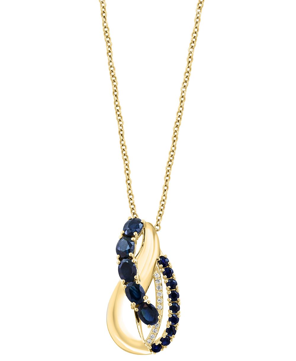 Подвеска EFFY Collection Sapphire (1-1/3 ct. t.w.) & Diamond (0.03 ct. t.w.) в 14k Yellow Gold