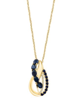 EFFY Collection Sapphire (1-1/3 ct. t.w.) & Diamond (0.03 ct. t.w.) Pendant Necklace in 14k Yellow Gold