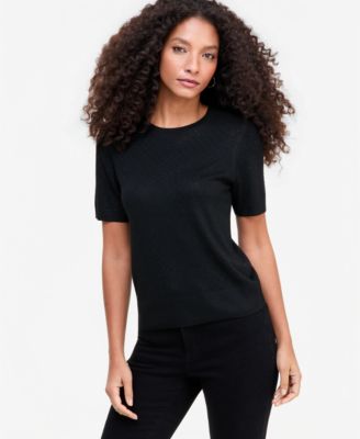 I.N.C. International Concepts Women's Crystal Embellished Short-Sleeve Crewneck Sweater, Macy's Exclusive