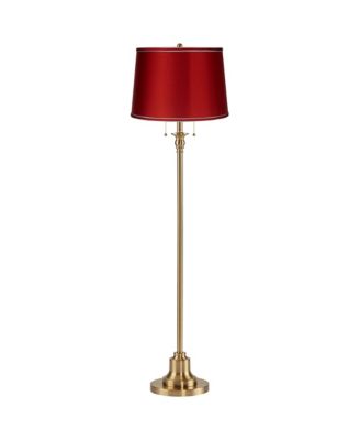 360 Lighting Dyna Traditional Tall 2-Light Standing Floor Lamp Pole Pull Chain Antique Brass Finish Drum Satin