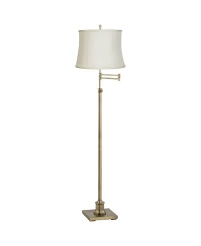 360 Lighting Swing Arm Floor Lamp Adjustable Tall Antique Brass Fabric for Living Room Reading Bedroom Office