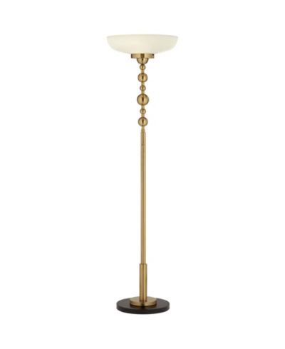 Possini Euro Design Summit Light Blaster Modern Torchiere Floor Lamp Tall Warm Gold Frosted Glass Shade for Living Room Bedroom Office House Home