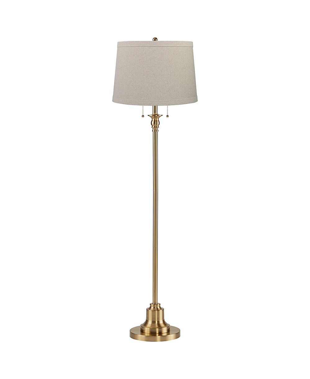 360 Lighting Dyna Traditional Tall Standing Floor Lamp Pole Pull Chain Antique Brass Finish