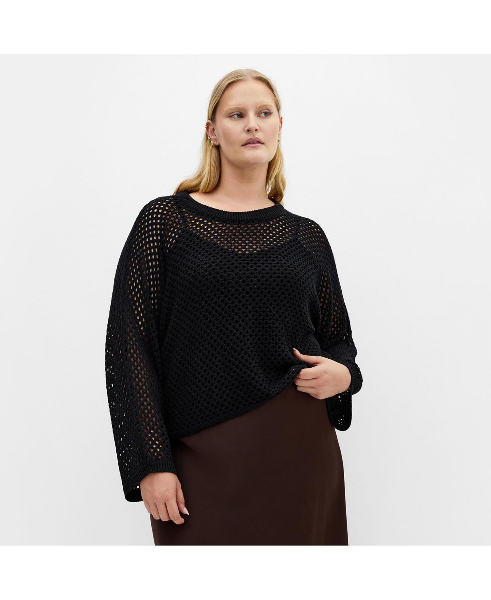 CITY CHIC Women's Crochet Knit Long Sleeve Top
