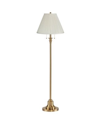 Напольная лампа Possini Euro Design Dyna Traditional высокая, 2 светильника, цепочка, античная латунь, плиссировка