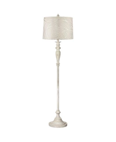 360 Lighting Vintage Shabby Chic Floor Lamp Tall Antique White Washed  Washed Drum Shade for Living Room Bedroom Office