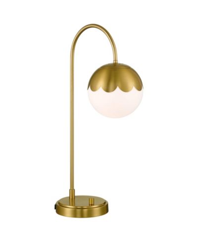 360 Lighting Kelowna 25" High Modern Desk Lamp USB Port AC Power Outlet Antique Brass Finish Metal