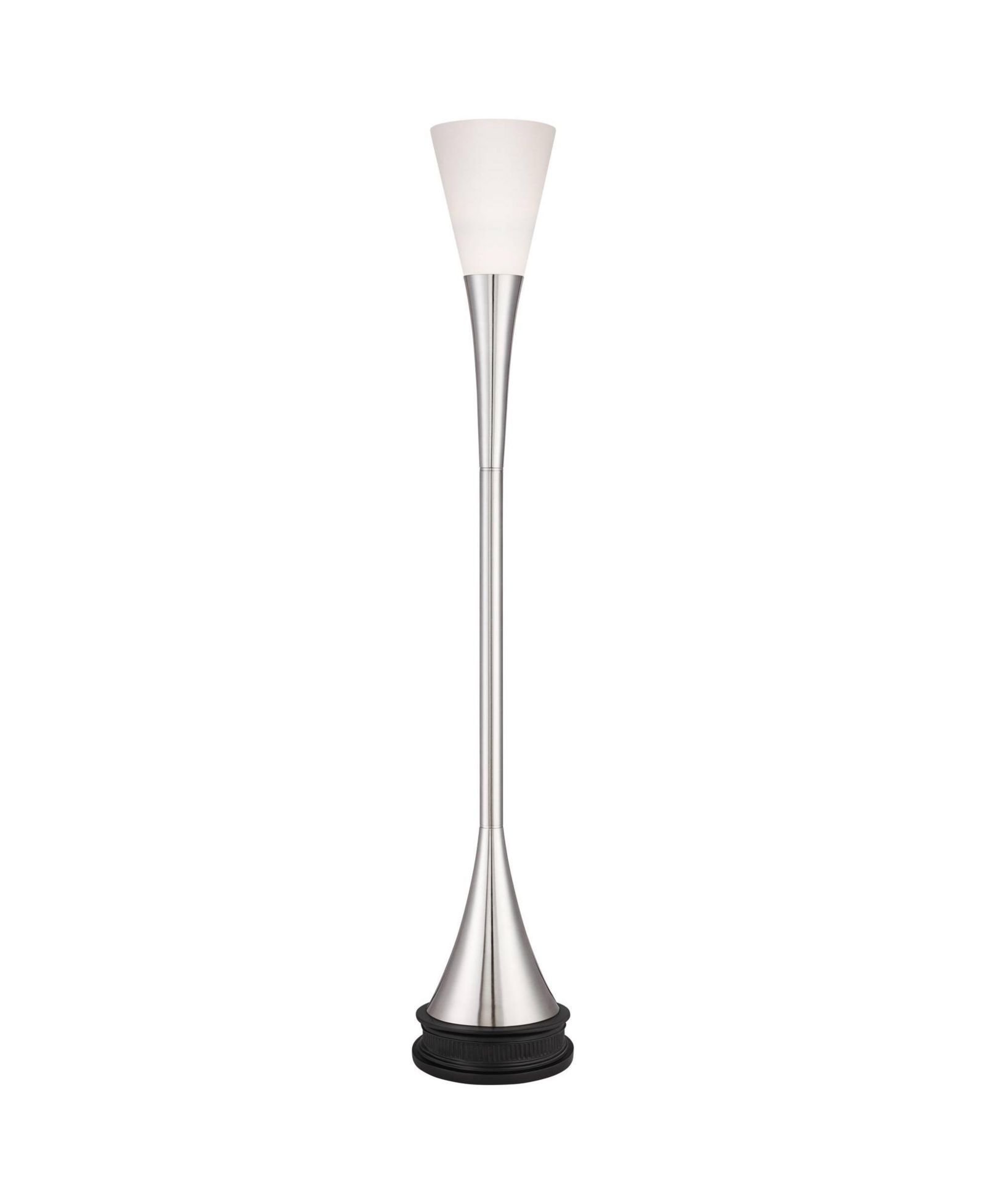 Possini Euro Design Piazza Modern Torchiere Floor Lamp with Riser Tall Brushed Nickel Metal Frosted Glass Shade for Living Room Bedroom