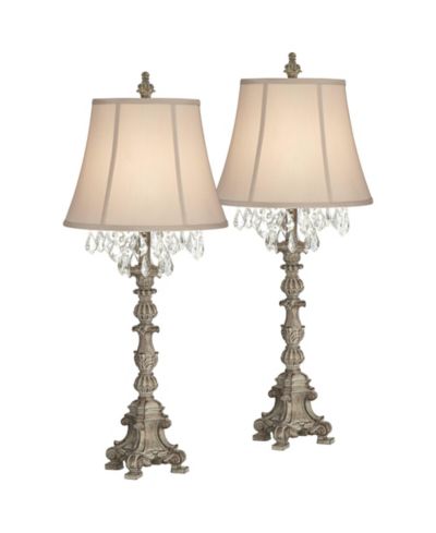 Barnes and Ivy Duval 34" Tall French Traditional Candlestick Table Lamps with Crystal, Set of 2