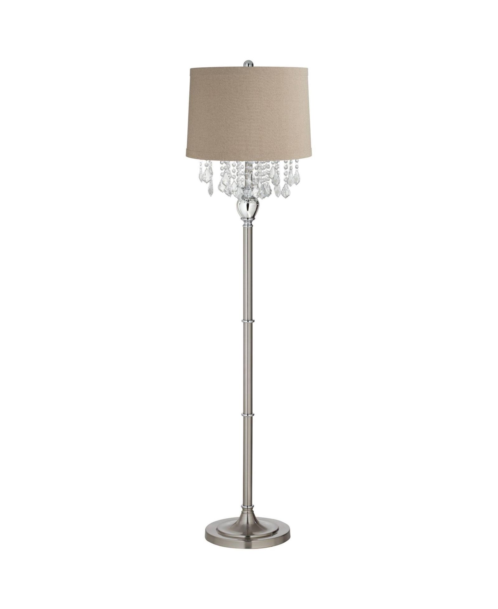 Люстра-торшер 360 Lighting 62.5" с абажуром из льна, никель и хрусталь