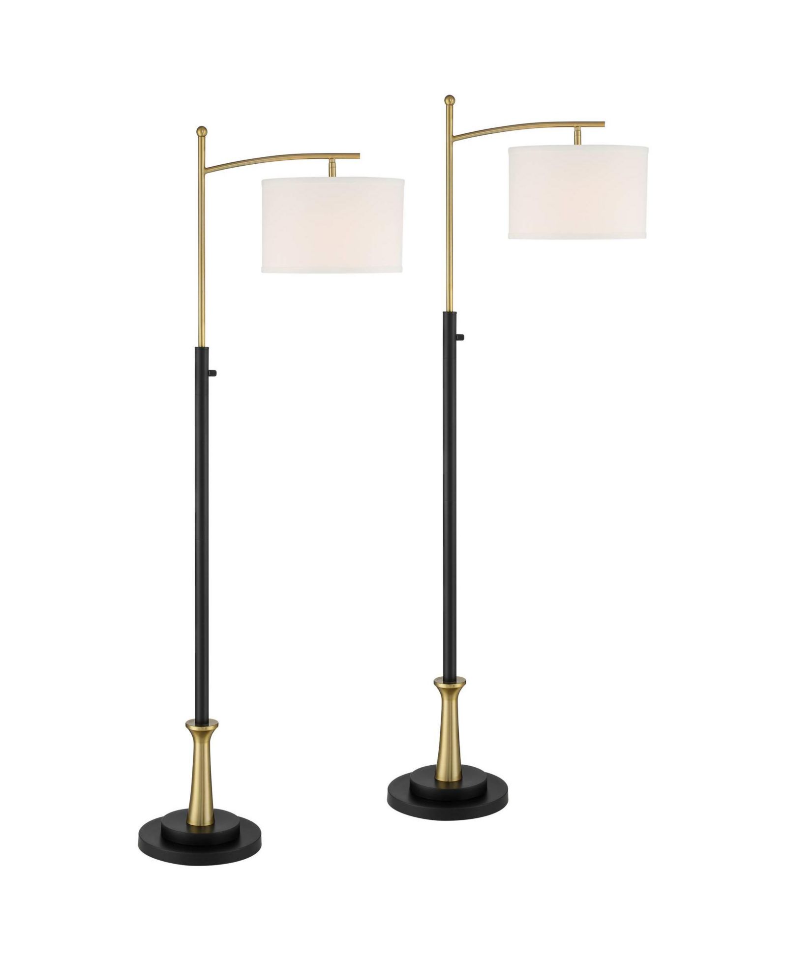 Possini Euro Design Burbank Modern 64" Tall Standing Floor Lamps Set of 2 Lights Task Downbridge Metal Brass Finish Bedroom