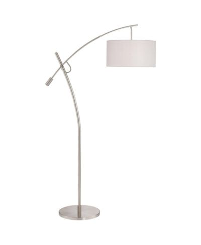 Possini Euro Design Modern Arc Floor Lamp with USB Charging Port 69" Tall Nickel Drum Shade Adjustable Arm Living Room