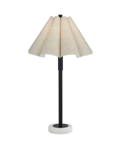 Possini Euro Design Raul 29 1/4" Tall Modern End 3-Way Table Lamp  Marble Single Scalloped Shade Living Room Bedroom